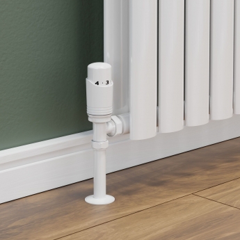 West Delta Angled TRV Thermostatic Radiator Valve and Lockshield - White