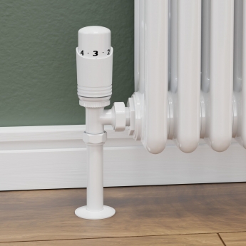West Delta Angled TRV Thermostatic Radiator Valve and Lockshield - White