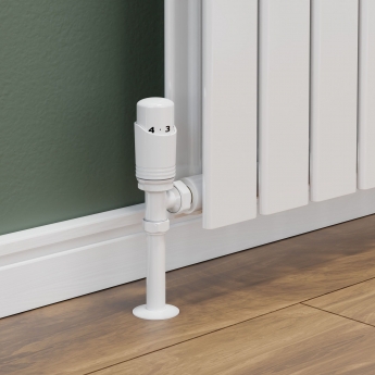 West Delta Angled TRV Thermostatic Radiator Valve and Lockshield - White