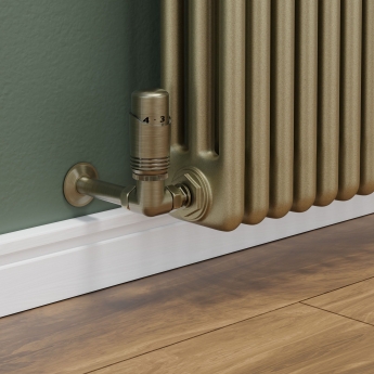 West Delta Corner TRV Thermostatic Radiator Valve and Lockshield - Antique Brass
