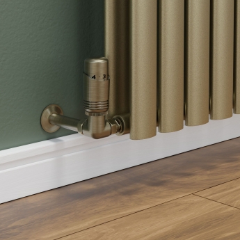 West Delta Corner TRV Thermostatic Radiator Valve and Lockshield - Antique Brass