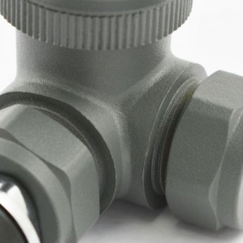 West Delta Corner TRV Thermostatic Radiator Valve and Lockshield - Gunboat Grey