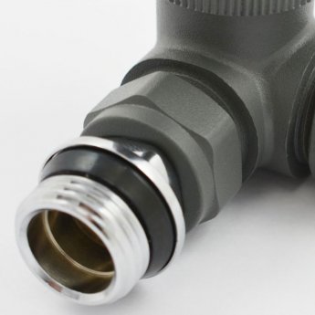 West Delta Corner TRV Thermostatic Radiator Valve and Lockshield - Gunboat Grey