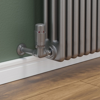 West Delta Corner TRV Thermostatic Radiator Valve and Lockshield - Metallic Grey