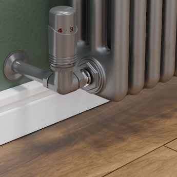 West Delta Corner TRV Thermostatic Radiator Valve and Lockshield - Metallic Grey