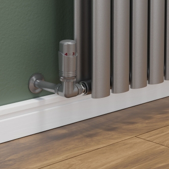 West Delta Corner TRV Thermostatic Radiator Valve and Lockshield - Metallic Grey