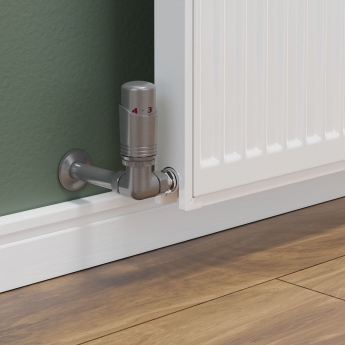 West Delta Corner TRV Thermostatic Radiator Valve and Lockshield - Metallic Grey