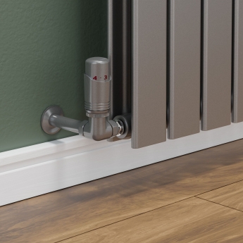 West Delta Corner TRV Thermostatic Radiator Valve and Lockshield - Metallic Grey
