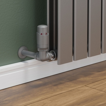 West Delta Corner TRV Thermostatic Radiator Valve and Lockshield - Matte Metallic Grey