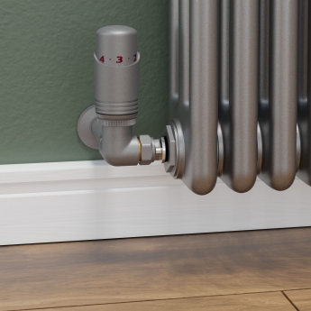 West Delta Corner TRV Thermostatic Radiator Valve and Lockshield - Matte Metallic Grey