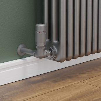 West Delta Corner TRV Thermostatic Radiator Valve and Lockshield - Matte Metallic Grey