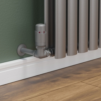 West Delta Corner TRV Thermostatic Radiator Valve and Lockshield - Matte Metallic Grey