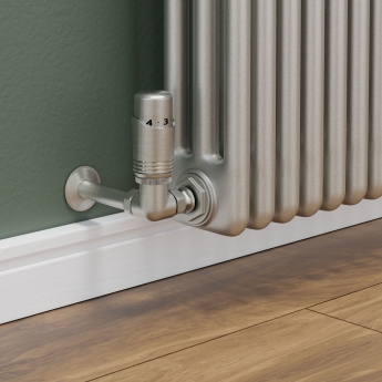 West Delta Corner TRV Thermostatic Radiator Valve and Lockshield - Satin Nickel