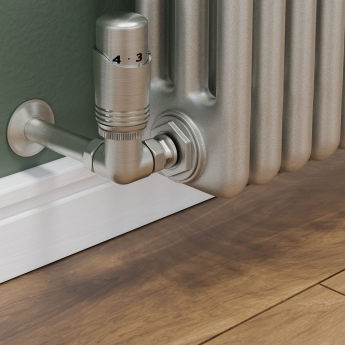 West Delta Corner TRV Thermostatic Radiator Valve and Lockshield - Satin Nickel