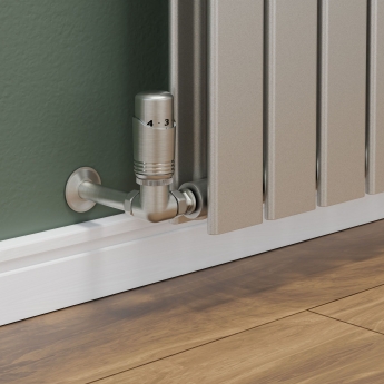 West Delta Corner TRV Thermostatic Radiator Valve and Lockshield - Satin Nickel