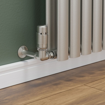 West Delta Corner TRV Thermostatic Radiator Valve and Lockshield - Satin Nickel