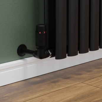 West Delta Corner TRV Thermostatic Radiator Valve and Lockshield - Textured Black