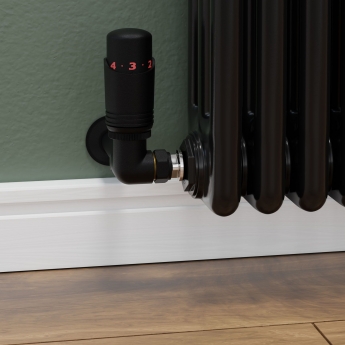 West Delta Corner TRV Thermostatic Radiator Valve and Lockshield - Textured Black