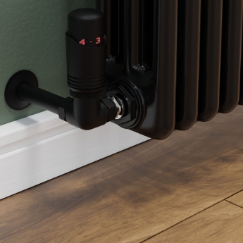 West Delta Corner TRV Thermostatic Radiator Valve and Lockshield - Textured Black