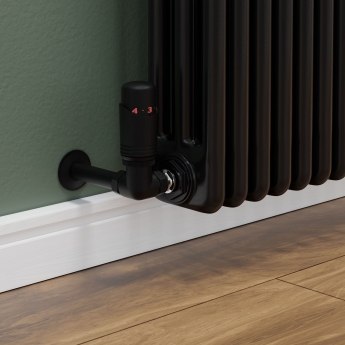 West Delta Corner TRV Thermostatic Radiator Valve and Lockshield - Textured Black