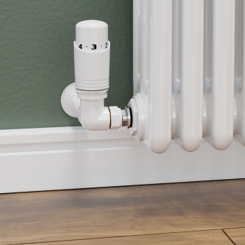 West Delta Corner TRV Thermostatic Radiator Valve and Lockshield - White
