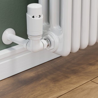 West Delta Corner TRV Thermostatic Radiator Valve and Lockshield - White