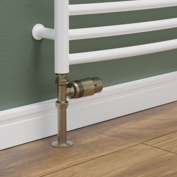 West Delta Straight TRV Thermostatic Radiator Valve and Lockshield - Antique Brass