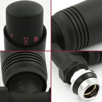 West Delta Straight TRV Thermostatic Radiator Valve and Lockshield - Textured Black