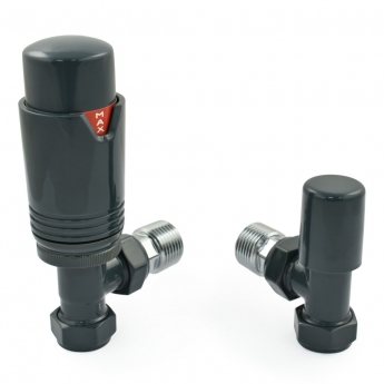 West Echo Angled TRV Thermostatic Radiator Valve and Lockshield - Anthracite