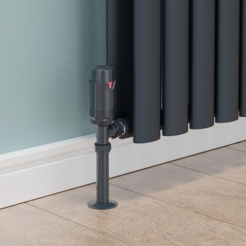 West Echo Angled TRV Thermostatic Radiator Valve and Lockshield - Anthracite