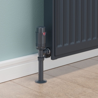 West Echo Angled TRV Thermostatic Radiator Valve and Lockshield - Anthracite