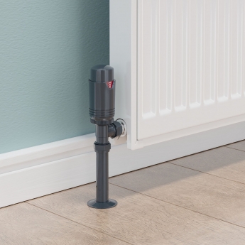 West Echo Angled TRV Thermostatic Radiator Valve and Lockshield - Anthracite