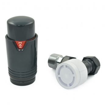 West Echo Angled TRV Thermostatic Radiator Valve and Lockshield - Anthracite