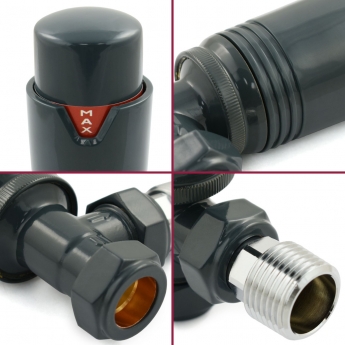 West Echo Angled TRV Thermostatic Radiator Valve and Lockshield - Anthracite