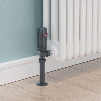 West Echo Angled TRV Thermostatic Radiator Valve and Lockshield - Anthracite