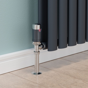 West Echo Angled TRV Thermostatic Radiator Valve and Lockshield - Chrome & Anthracite