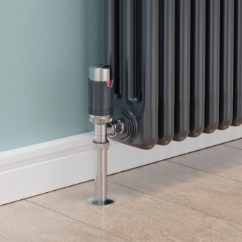 West Echo Angled TRV Thermostatic Radiator Valve and Lockshield - Chrome & Anthracite