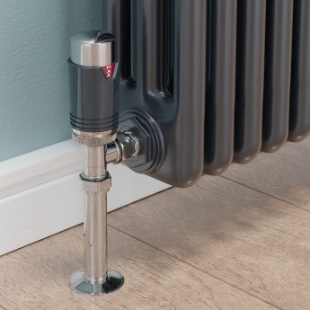 West Echo Angled TRV Thermostatic Radiator Valve and Lockshield - Chrome & Anthracite