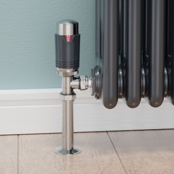 West Echo Angled TRV Thermostatic Radiator Valve and Lockshield - Chrome & Anthracite