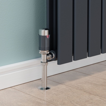 West Echo Angled TRV Thermostatic Radiator Valve and Lockshield - Chrome & Anthracite