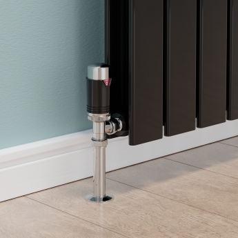 West Echo Angled TRV Thermostatic Radiator Valve and Lockshield - Chrome & Black