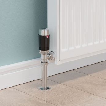West Echo Angled TRV Thermostatic Radiator Valve and Lockshield - Chrome & Black