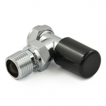 West Echo Angled TRV Thermostatic Radiator Valve and Lockshield - Chrome & Black