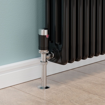 West Echo Angled TRV Thermostatic Radiator Valve and Lockshield - Chrome & Black