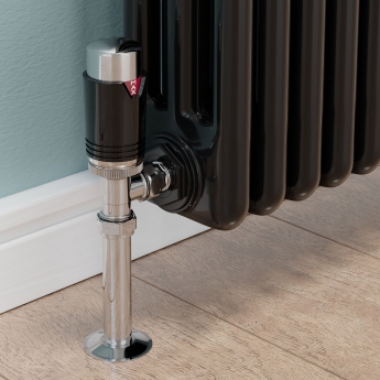 West Echo Angled TRV Thermostatic Radiator Valve and Lockshield - Chrome & Black