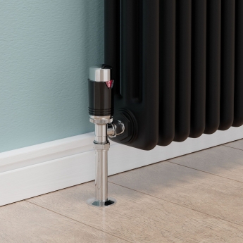 West Echo Angled TRV Thermostatic Radiator Valve and Lockshield - Chrome & Black