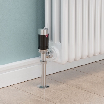West Echo Angled TRV Thermostatic Radiator Valve and Lockshield - Chrome & Black