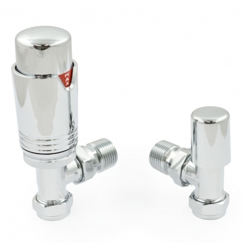 West Echo Angled TRV Thermostatic Radiator Valve and Lockshield - Chrome