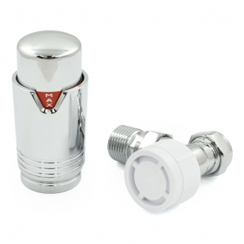West Echo Angled TRV Thermostatic Radiator Valve and Lockshield - Chrome