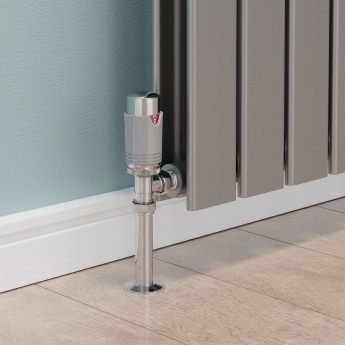 West Echo Angled TRV Thermostatic Radiator Valve and Lockshield - Chrome & Silver